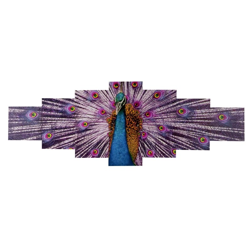 Cuadro 7 piezas PAVO REAL, 50x140 cm