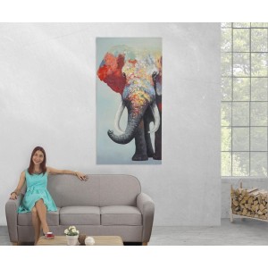 Cuadro ELEFANTE 140x70x3,5 cm, pintado a mano al óleo