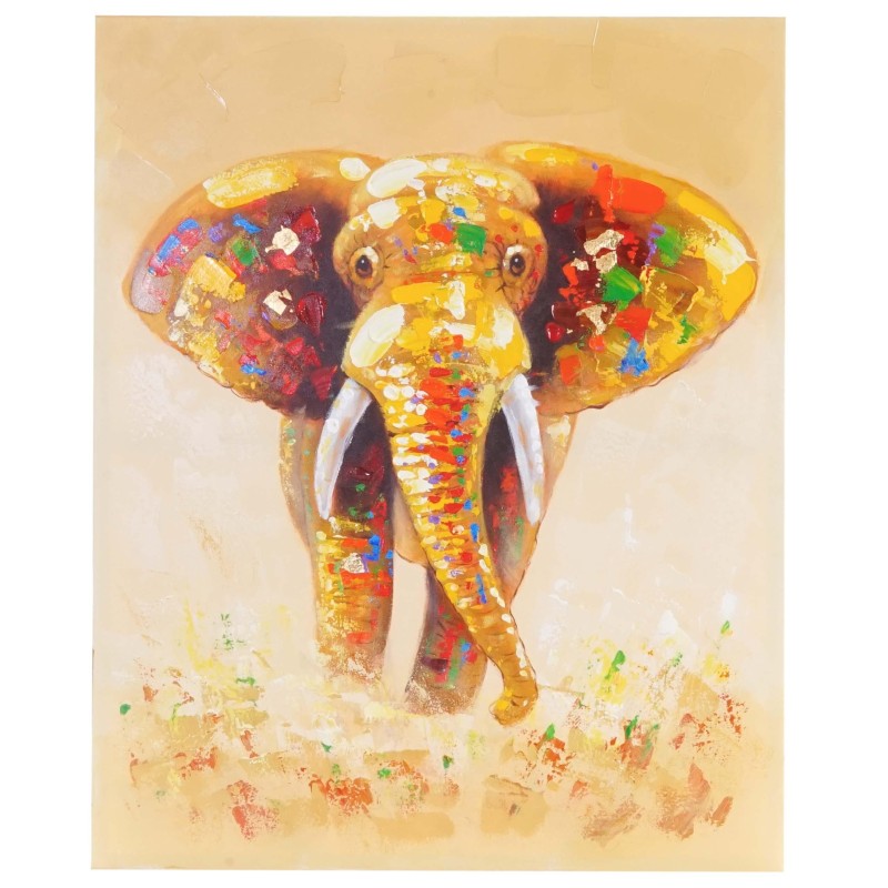 Cuadro ELEFANTE COLOR 100x80x3,5 cm, pintado a mano al óleo