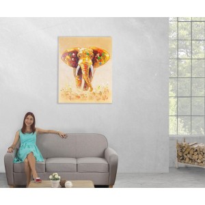 Cuadro ELEFANTE COLOR 100x80x3,5 cm, pintado a mano al óleo