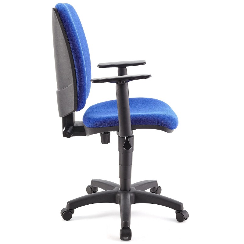 Silla de oficina ATLAS PLUS, respaldo y brazos ajustables, en tela negra