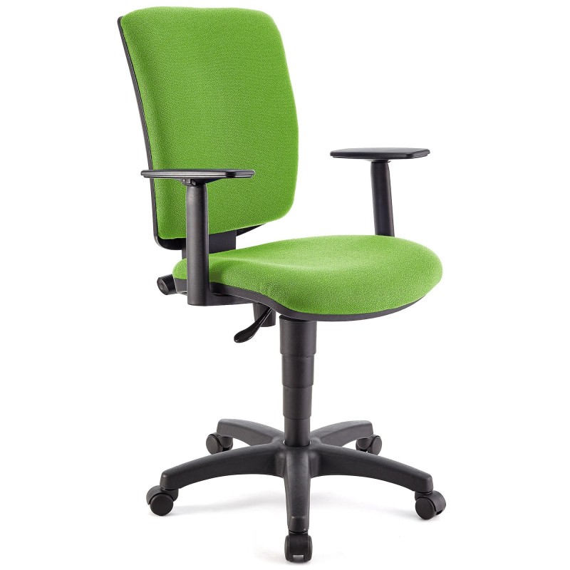 Silla de oficina ATLAS PLUS, respaldo y brazos ajustables, en tela negra
