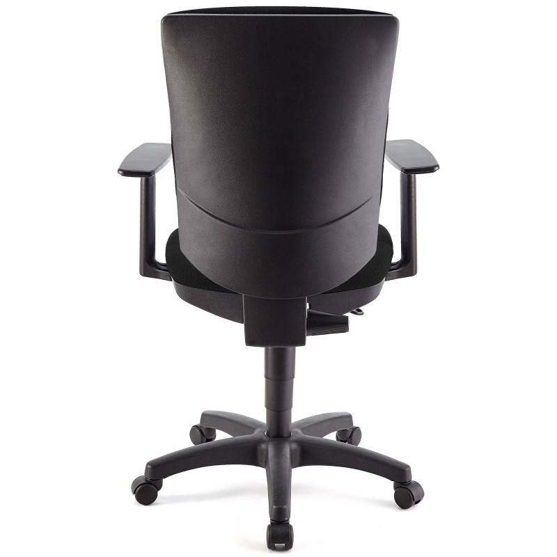 Silla de oficina ATLAS PLUS, respaldo y brazos ajustables, en tela negra