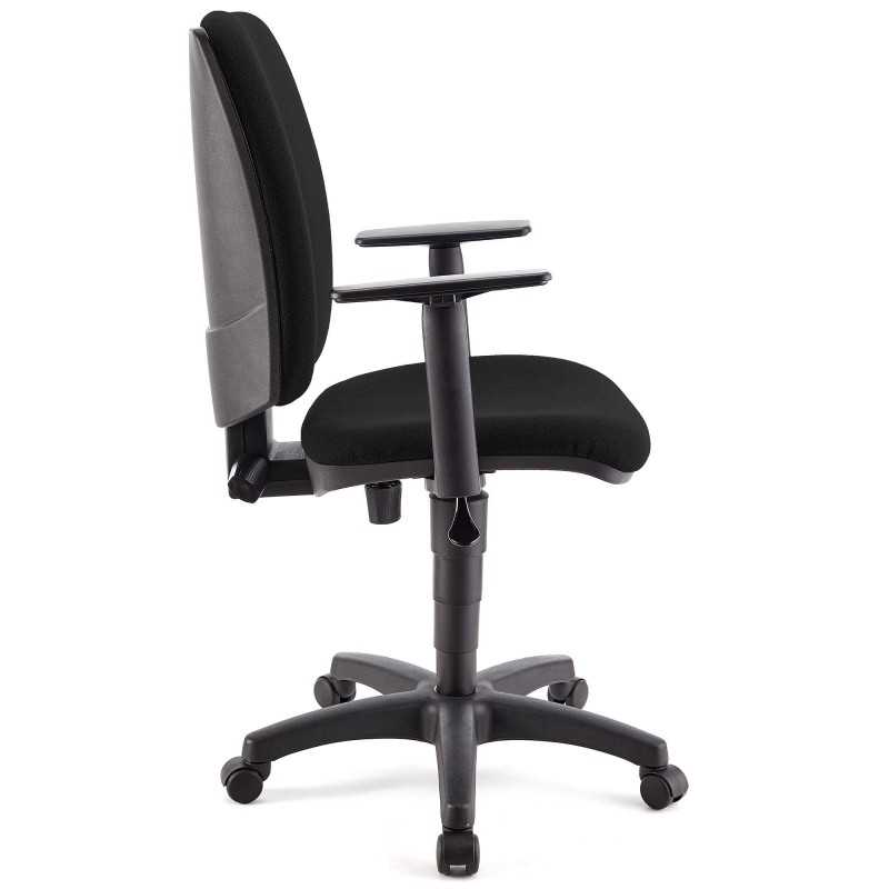 Silla de oficina ATLAS PLUS, respaldo y brazos ajustables, en tela negra