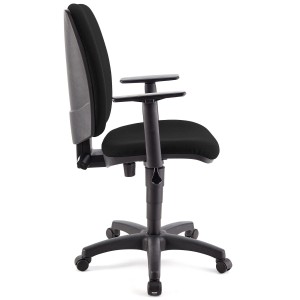 Silla de oficina ATLAS PLUS, respaldo y brazos ajustables, en tela negra