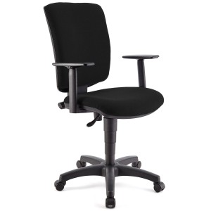 Silla de oficina ATLAS PLUS, respaldo y brazos ajustables, en tela negra