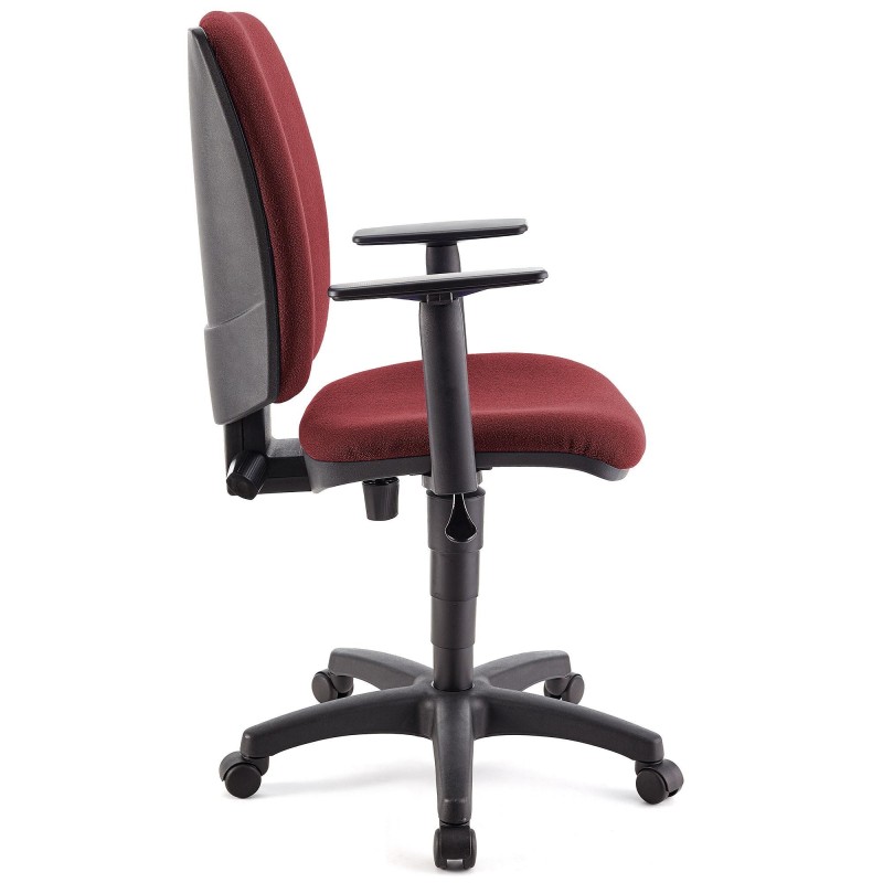 Silla de oficina ATLAS PLUS, respaldo y brazos ajustables, en tela negra