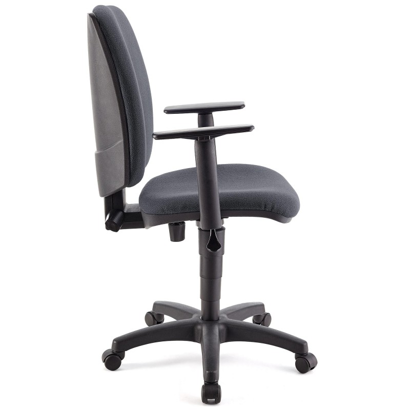 Silla de oficina ATLAS PLUS, respaldo y brazos ajustables, en tela negra