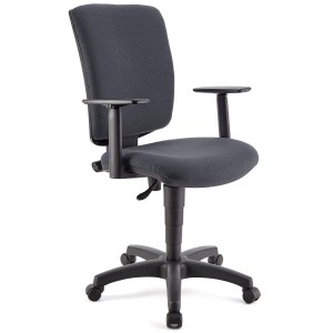Silla de oficina ATLAS PLUS, respaldo y brazos ajustables, en tela negra