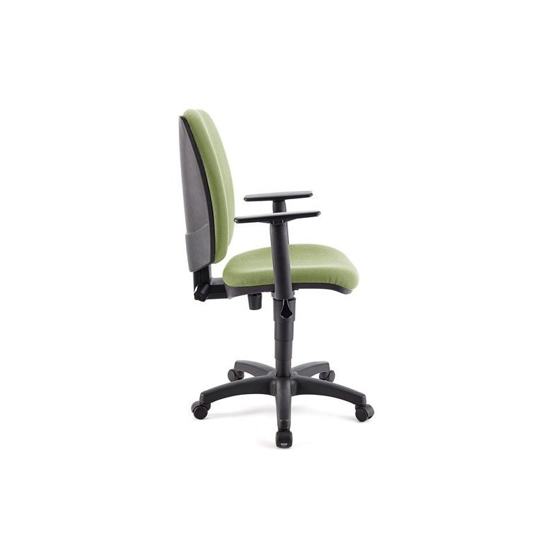 Silla de oficina ATLAS PLUS, respaldo y brazos ajustables, en tela negra