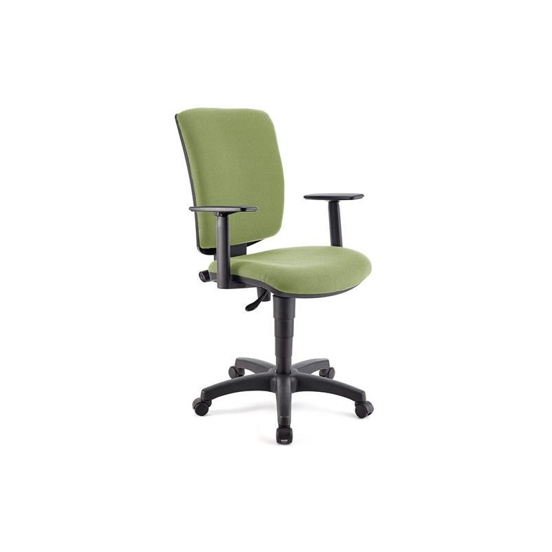 Silla de oficina ATLAS PLUS, respaldo y brazos ajustables, en tela negra