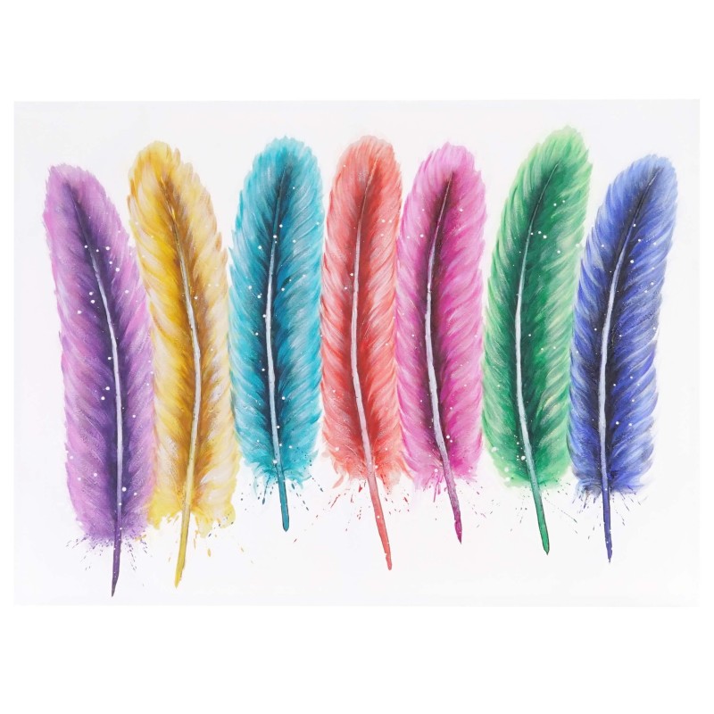 Cuadro PLUMAS 90x120x3,5 cm, pintado a mano al óleo