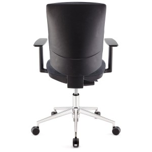 Silla de oficina ATLAS PRO, grueso acolchado y base en metal, en negro