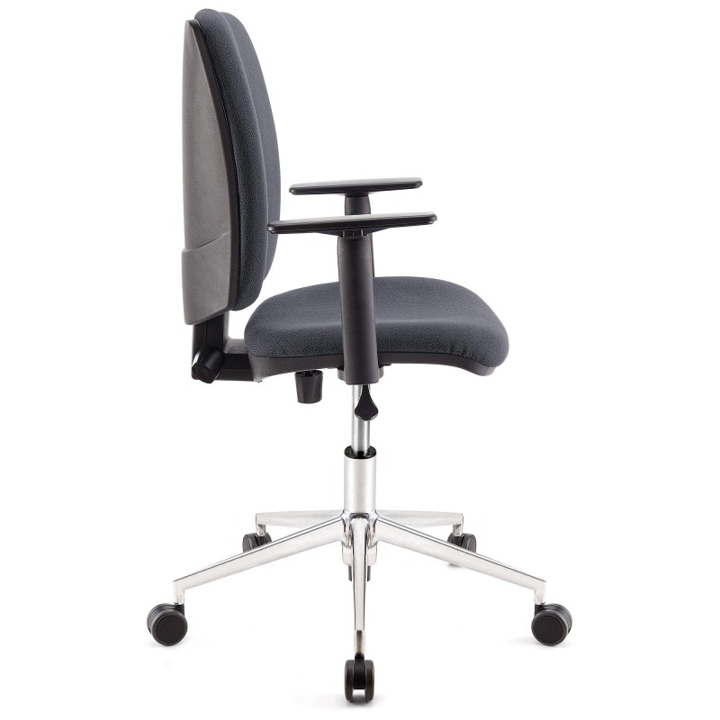Silla de oficina ATLAS PRO, grueso acolchado y base en metal, en negro