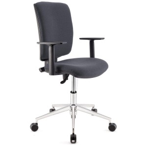 Silla de oficina ATLAS PRO, grueso acolchado y base en metal, en negro