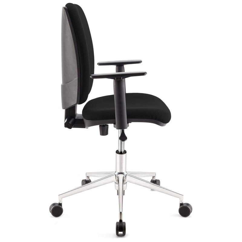 Silla de oficina ATLAS PRO, grueso acolchado y base en metal, en negro