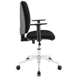 Silla de oficina ATLAS PRO, grueso acolchado y base en metal, en negro