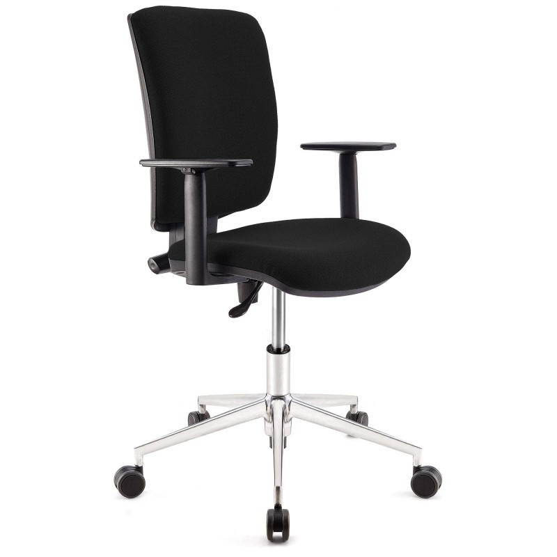 Silla de oficina ATLAS PRO, grueso acolchado y base en metal, en negro