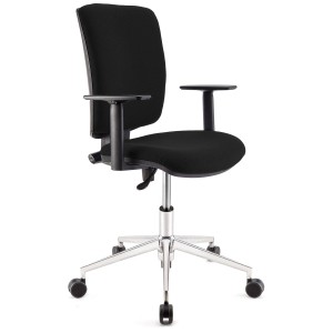 Silla de oficina ATLAS PRO, grueso acolchado y base en metal, en negro