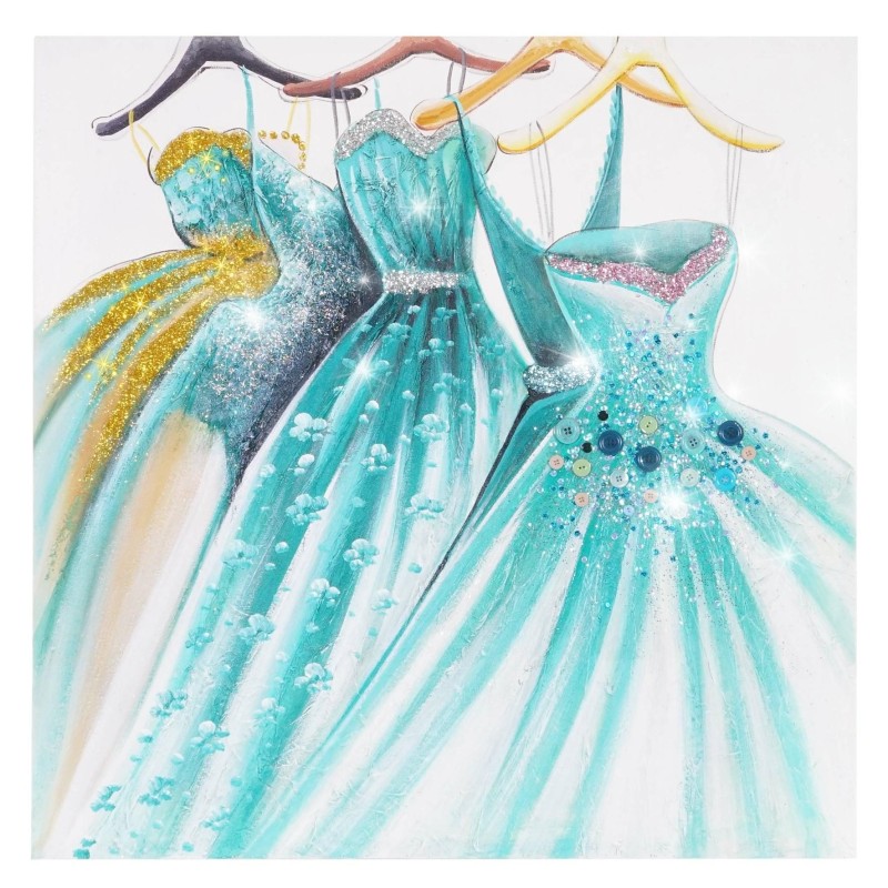 Cuadro VESTIDOS 90x90x3,5 cm, pintado a mano al óleo