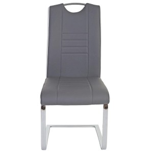 Lote de 2 sillas de Confidente AMY, estructura metálica, en piel color gris