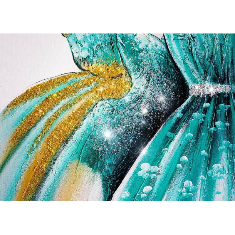 Cuadro VESTIDOS 90x90x3,5 cm, pintado a mano al óleo