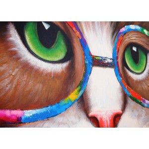 Cuadro GATO 90x90x3,5 cm, pintado a mano al óleo