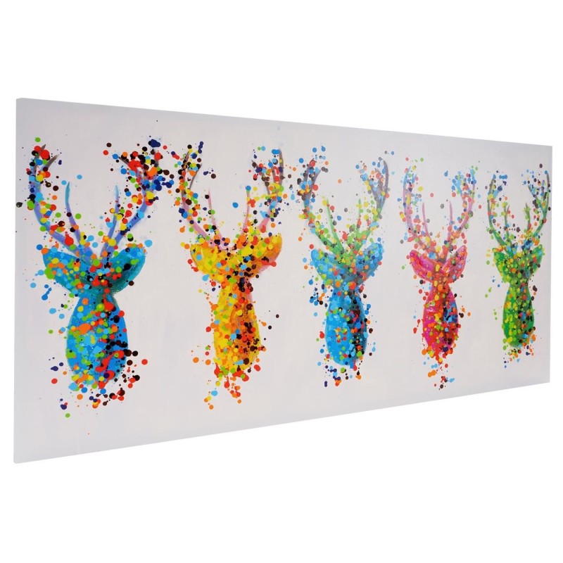 Cuadro CIERVOS 70x140x3,5 cm, pintado a mano al óleo