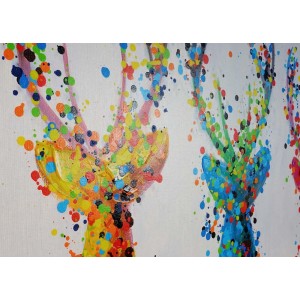 Cuadro CIERVOS 70x140x3,5 cm, pintado a mano al óleo