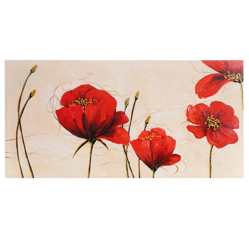 Cuadro AMAPOLAS 70x140x3,5 cm, pintado a mano al óleo