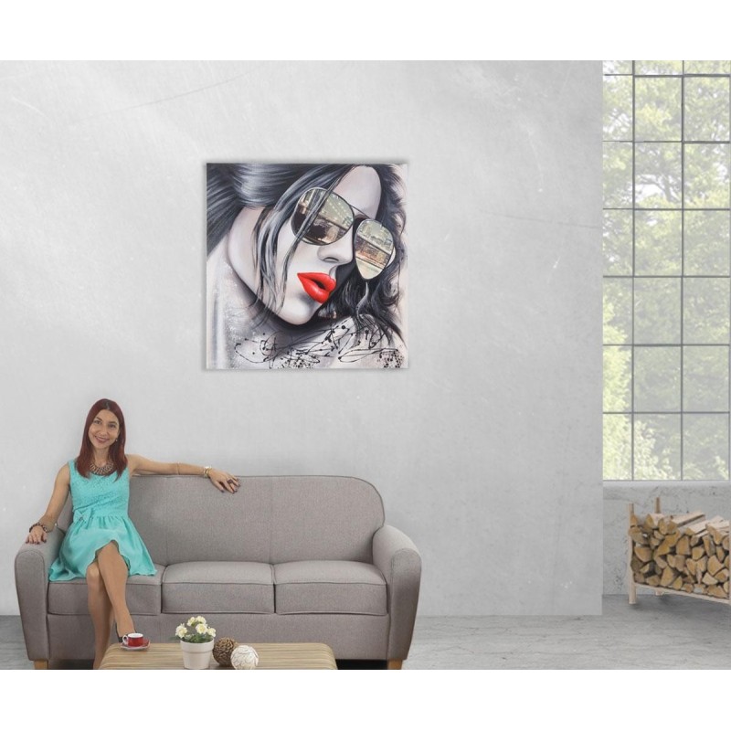 Cuadro REFLEJOS 80x80x3 cm, pintado a mano al óleo