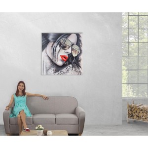 Cuadro REFLEJOS 80x80x3 cm, pintado a mano al óleo