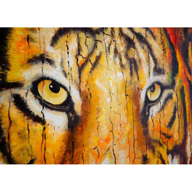 Cuadro TIGRE 100x90x3,5 cm, pintado a mano al óleo