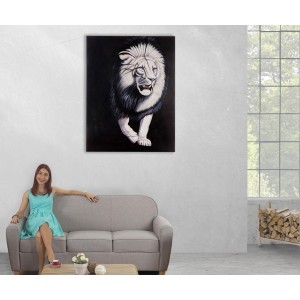 Cuadro LEÓN SOMBRAS 120x90x3,5 cm, pintado a mano al óleo