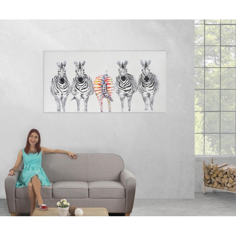 Cuadro CEBRAS 70x140x3,5 cm, pintado a mano al óleo