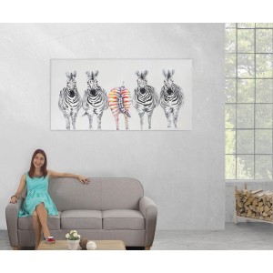 Cuadro CEBRAS 70x140x3,5 cm, pintado a mano al óleo