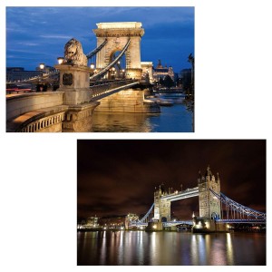 Cuadros LED PUENTES, con iluminación, 40x60 cm