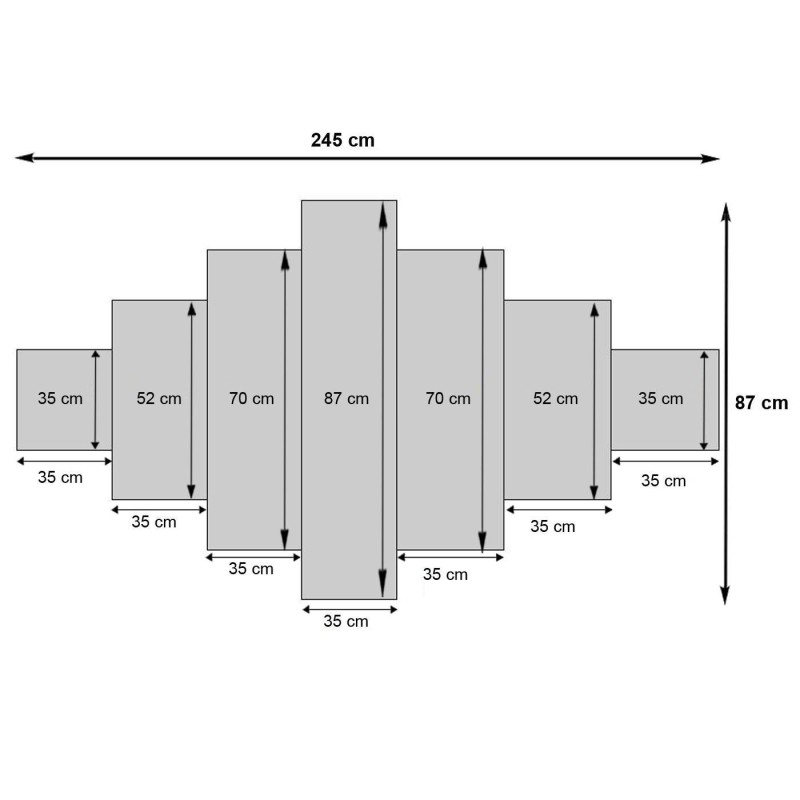 Cuadro 7 piezas PAVO REAL, 87x245 cm