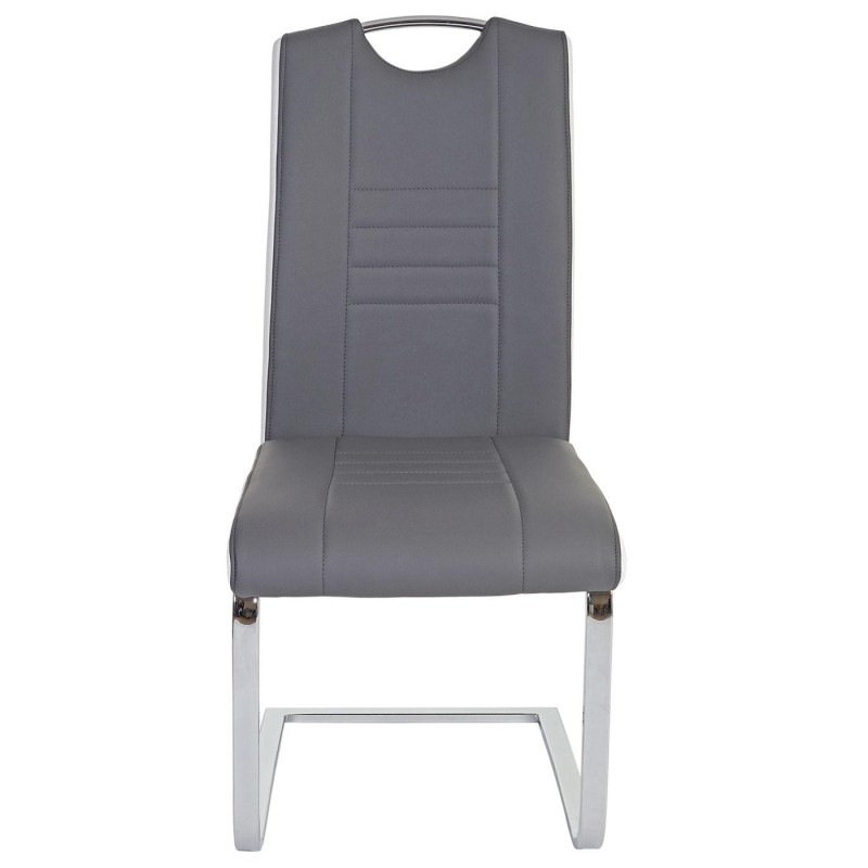 Lote de 2 sillas de Confidente AMY, estructura metálica, en piel color gris