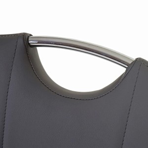 Lote de 2 sillas de Confidente AMY, estructura metálica, en piel color gris