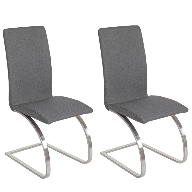 Lote de 2 sillas de Confidente FOWLER, estructura metálica, en tela color gris