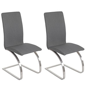 Lote de 2 sillas de Confidente FOWLER, estructura metálica, en tela color gris