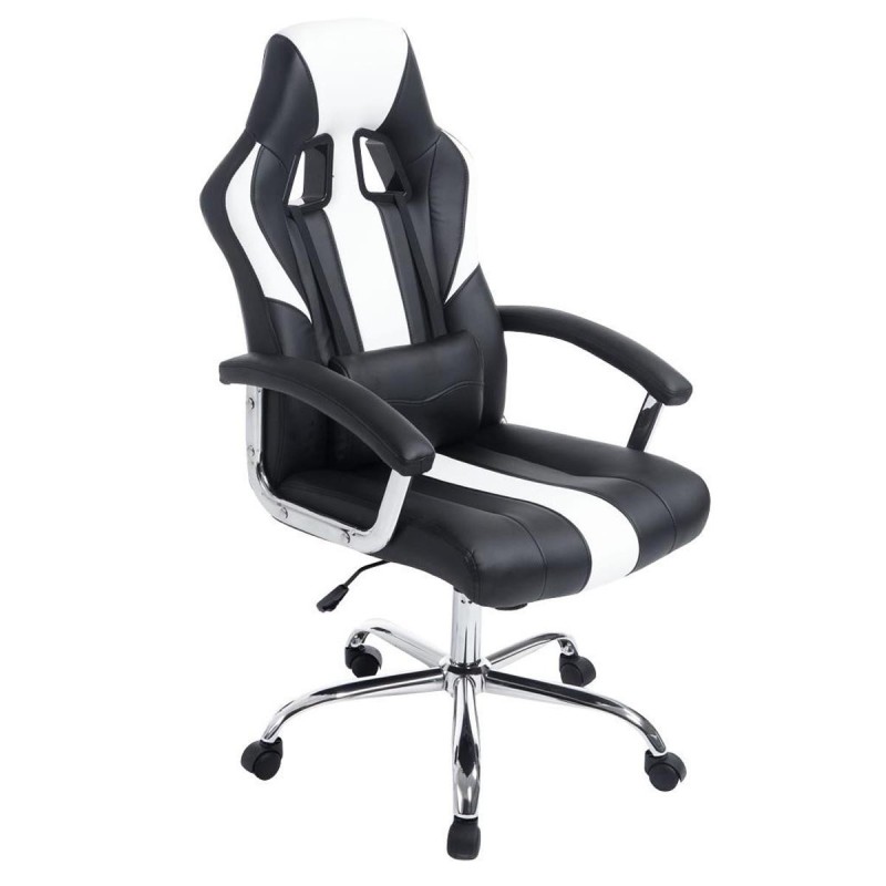 Sillon Gaming INDOS, diseño deportivo, con cojín lumbar, en negro