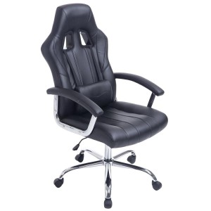 Sillon Gaming INDOS, diseño deportivo, con cojín lumbar, en negro