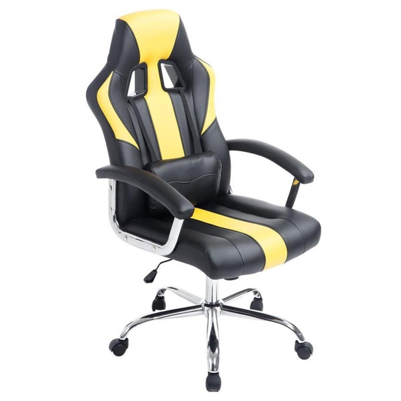 Sillon Gaming INDOS, diseño deportivo, con cojín lumbar, en negro