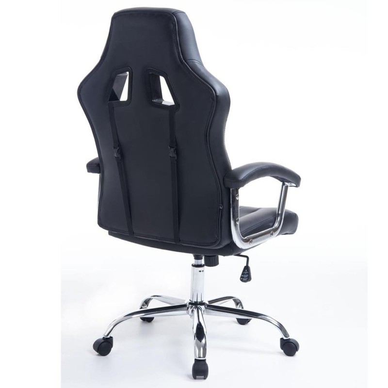 Sillon Gaming INDOS, diseño deportivo, con cojín lumbar, en negro
