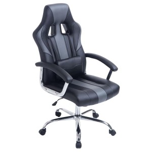 Sillon Gaming INDOS, diseño deportivo, con cojín lumbar, en negro