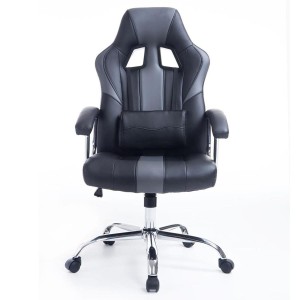Sillon Gaming INDOS, diseño deportivo, con cojín lumbar, en negro