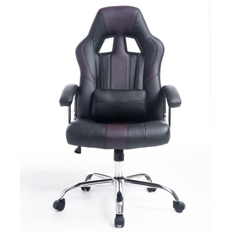 Sillon Gaming INDOS, diseño deportivo, con cojín lumbar, en negro