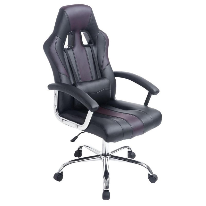 Sillon Gaming INDOS, diseño deportivo, con cojín lumbar, en negro